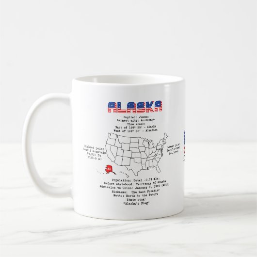 Alaska American Staat auf der Karte und nützliche Kaffeetasse (Links)