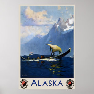 Alaska Amerikanisch USA Vereinigte Staaten Vintage Poster