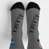 Alaska and Bear Silhouette, US Flag Socken (Oben)
