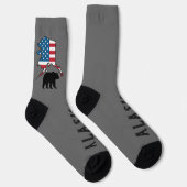 Alaska and Bear Silhouette, US Flag Socken (Rechts)