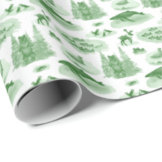 Alaska Animal Toile (Emerald Green) Geschenkpapier