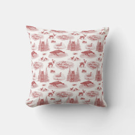 Alaska Animal Toile Throw Kissen (Brick Red)