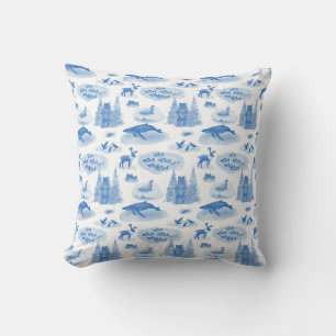 Alaska Animal Toile Throw Kissen (Wedgewood Blue)