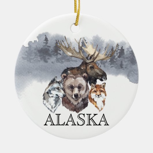 Alaska Animals Bear Wolf Moose Keramik Ornament (Vorne)