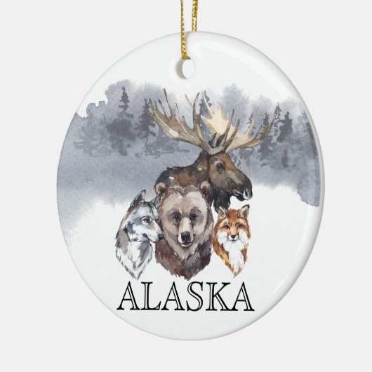 Alaska Animals Bear Wolf Moose Keramik Ornament (Links)