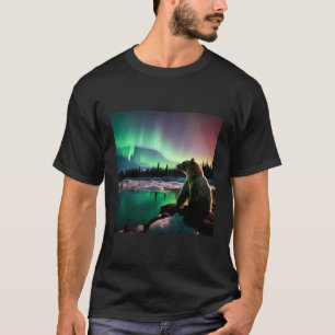 Alaska Aurora Borealis Bear Aesthetic Core Foto S T-Shirt