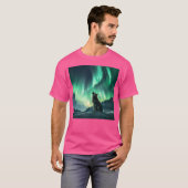 Alaska Aurora Borealis Howling Wolf ästhetisches F T-Shirt (Vorne ganz)