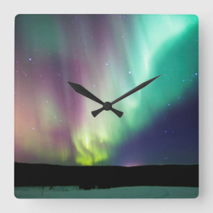 Alaska-Aurora-Wanduhr Quadratische Wanduhr