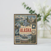 Alaska Authentische Postkarte im Vintage-Stil (Stehend Vorderseite)