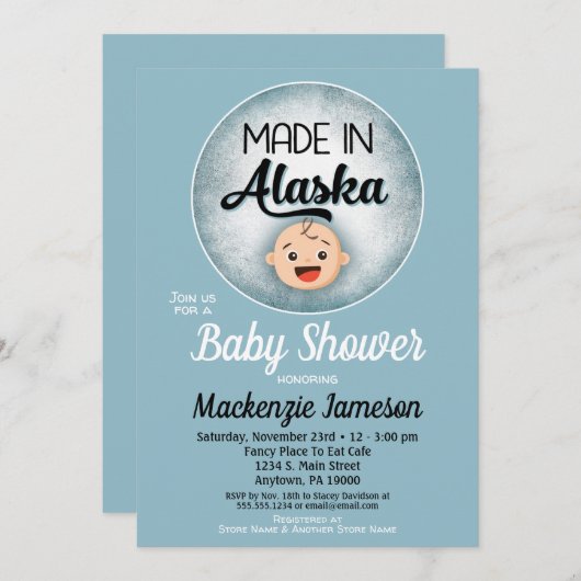 Alaska Baby Shower Funny Blue Boys Einladung (Vorne/Hinten)