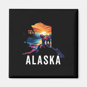 Alaska-Bär Tier Alaska Karte Souvenirs Urlaub Magnet