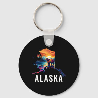 Alaska-Bär Tier Alaska Karte Souvenirs Urlaub Schlüsselanhänger
