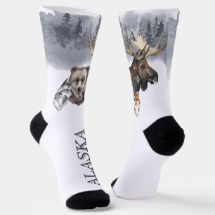 Alaska Bear Moose Forest Cruvel Socken