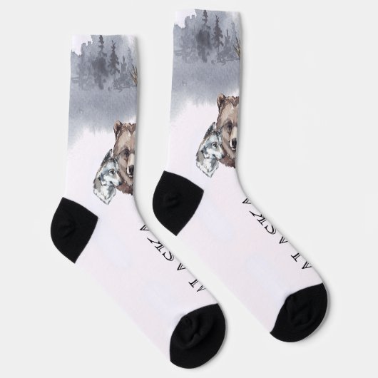 Alaska Bear Moose Forest Cruvel Socken (Rechts)
