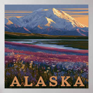 Alaska-Berg-Sonnenuntergang  Poster