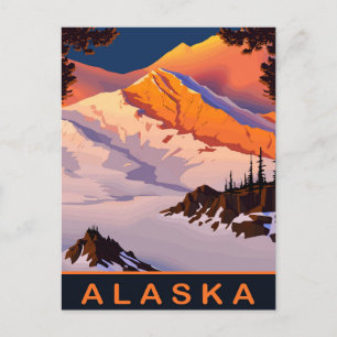 Alaska, Berge bedeckt mit Schnee, Reise Postkarte