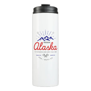 Alaska-Berge sind nennend ich müssen gehen Thermosbecher