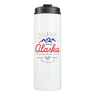 Alaska-Berge sind nennend ich müssen gehen Thermosbecher