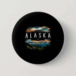 Alaska Berge Usa Wandern Outdoor Vintage  Button