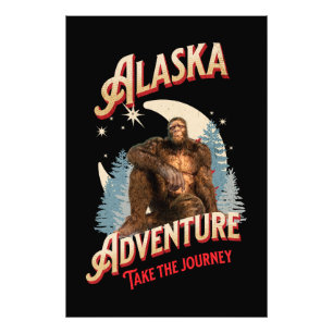 Alaska Bigfoot-Abenteuer Retro-Wilderness-Kunst Fotodruck