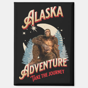Alaska Bigfoot-Abenteuer Retro-Wilderness-Kunst Magnet