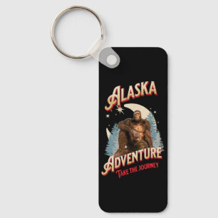 Alaska Bigfoot-Abenteuer Retro-Wilderness-Kunst Schlüsselanhänger