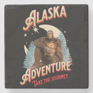 Alaska Bigfoot-Abenteuer Retro-Wilderness-Kunst Steinuntersetzer