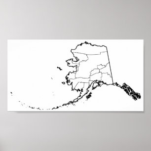 Alaska Boroughs Blank Kontur Map Poster