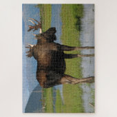 Alaska Bull Elche mit Rackantlern Landschaftlich i Puzzle (Vertikal)