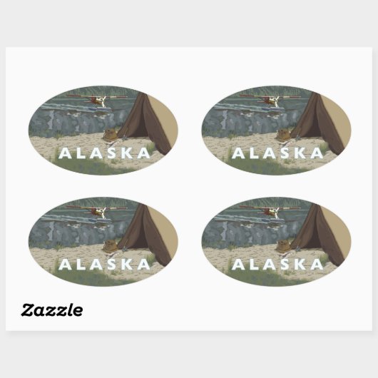 Alaska Bush Flugzeug Souvenirs Ovaler Aufkleber (Blatt)