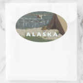 Alaska Bush Flugzeug Souvenirs Ovaler Aufkleber (Tasche)