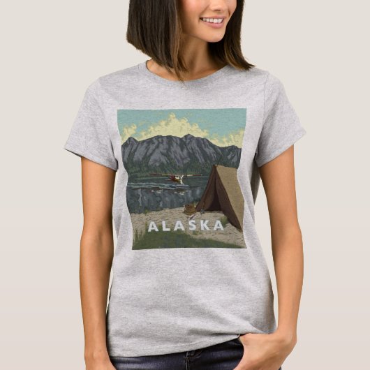 Alaska Bush Flugzeug Souvenirs T-Shirt (Vorderseite)