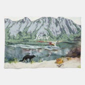 Alaska Bush Flugzeug und Angelreisen Geschirrtuch (Horizontal)