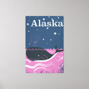 Alaska Cartoon Vintages Wal-Reiseplakat Leinwanddruck