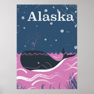 Alaska Cartoon Vintages Wal-Reiseplakat Poster
