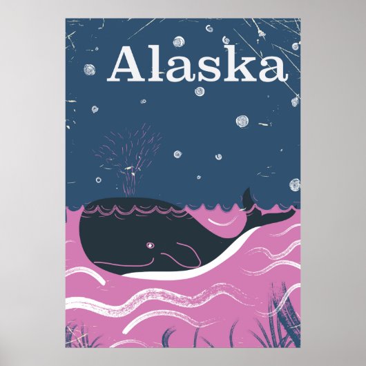 Alaska Cartoon Vintages Wal-Reiseplakat Poster (Vorne)