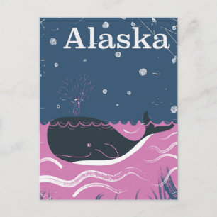 Alaska Cartoon Vintages Wal-Reiseplakat Postkarte