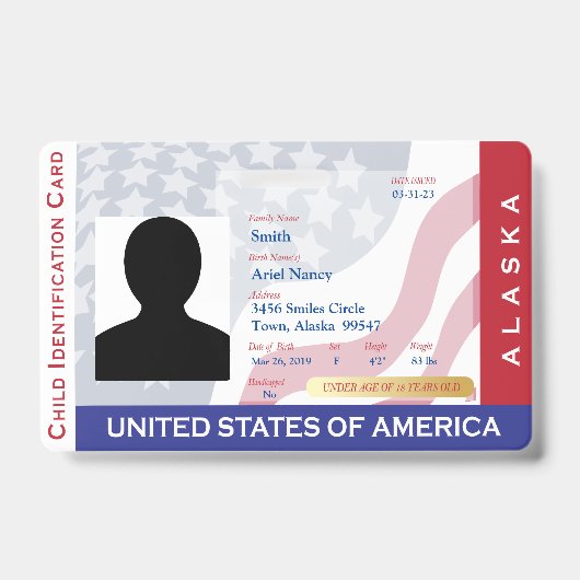 ALASKA - Child ID Card Ausweis (Vorderseite)