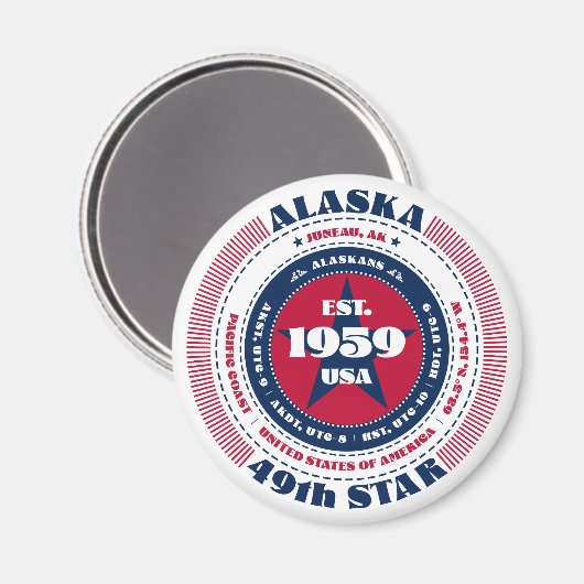 Alaska Circle Typografy Souvenir Magnet (Vorderseite/Rückseite)