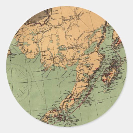 Alaska Coal and Gold Map Runder Aufkleber (Vorderseite)