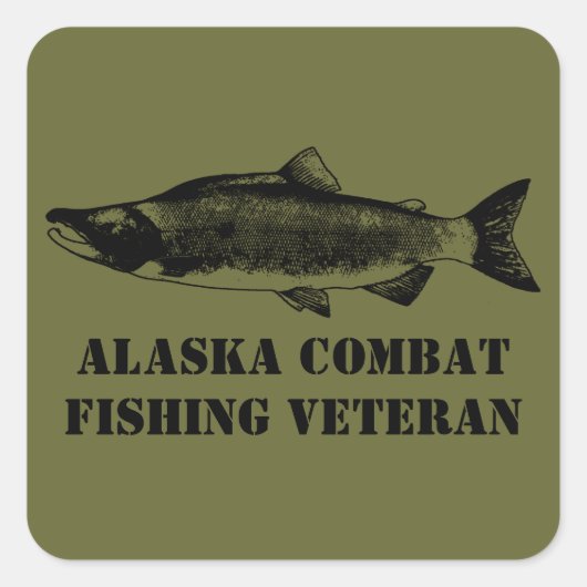 Alaska Combat Fishing Veteran Quadratischer Aufkleber (Vorderseite)