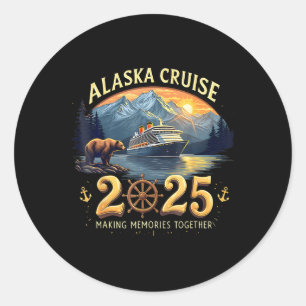 Alaska Cruise 2025 Matching Family und Group Adven Runder Aufkleber