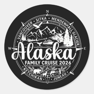 Alaska Cruise 2026 Family Alaskan Vacation Runder Aufkleber