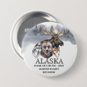 Alaska Cruise Cruising Animes Bear Wolf Elch Button (Vorne & Hinten)