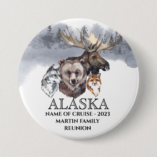 Alaska Cruise Cruising Animes Bear Wolf Elch Button (Vorderseite)