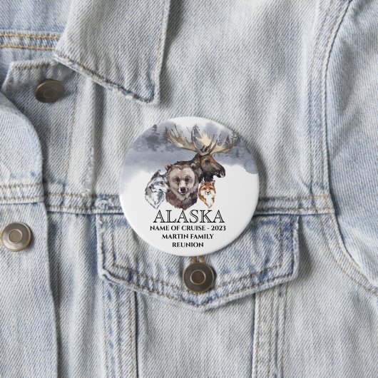 Alaska Cruise Cruising Animes Bear Wolf Elch Button (Beispiel)