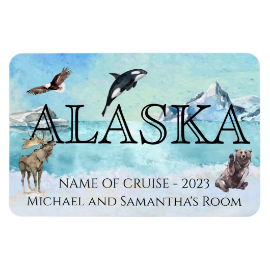Alaska Cruise Cruising Custom Bear Moose Large Magnet (Horizontal)