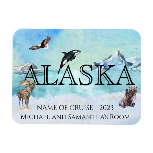 Alaska Cruise Custom Bären Moose Snow Magnet (Horizontal)