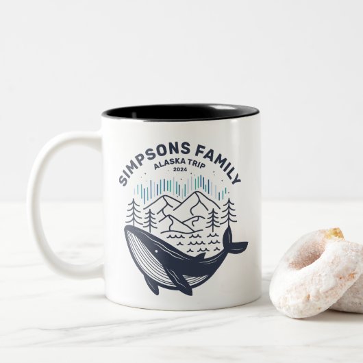 Alaska Cruise Trip Custom Family Matching Group Zweifarbige Tasse (Mit Donut)