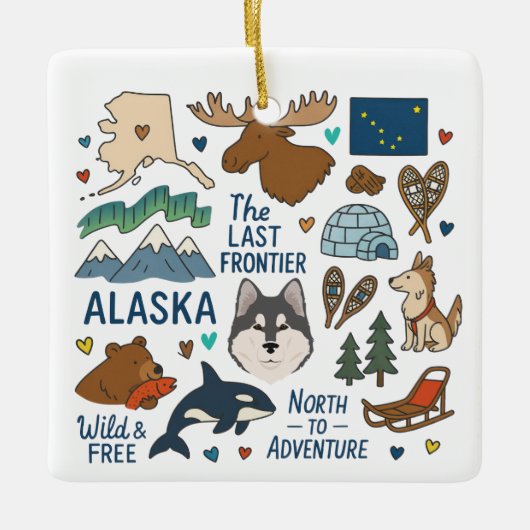 Alaska Custom Family Trip Halten Sie Weihnachten Keramikornament (Vorderseite)